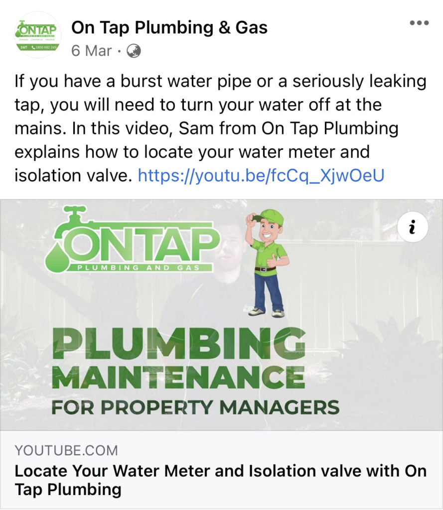 This plumbing business has created great video content to educate and help their audience. 